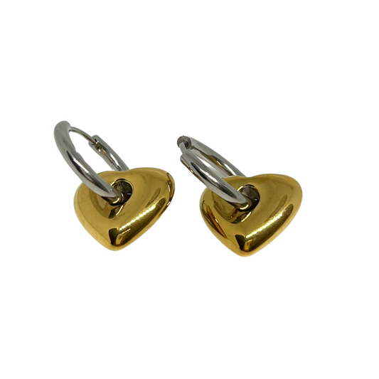 PENDIENTES CORAZON BICOLOR